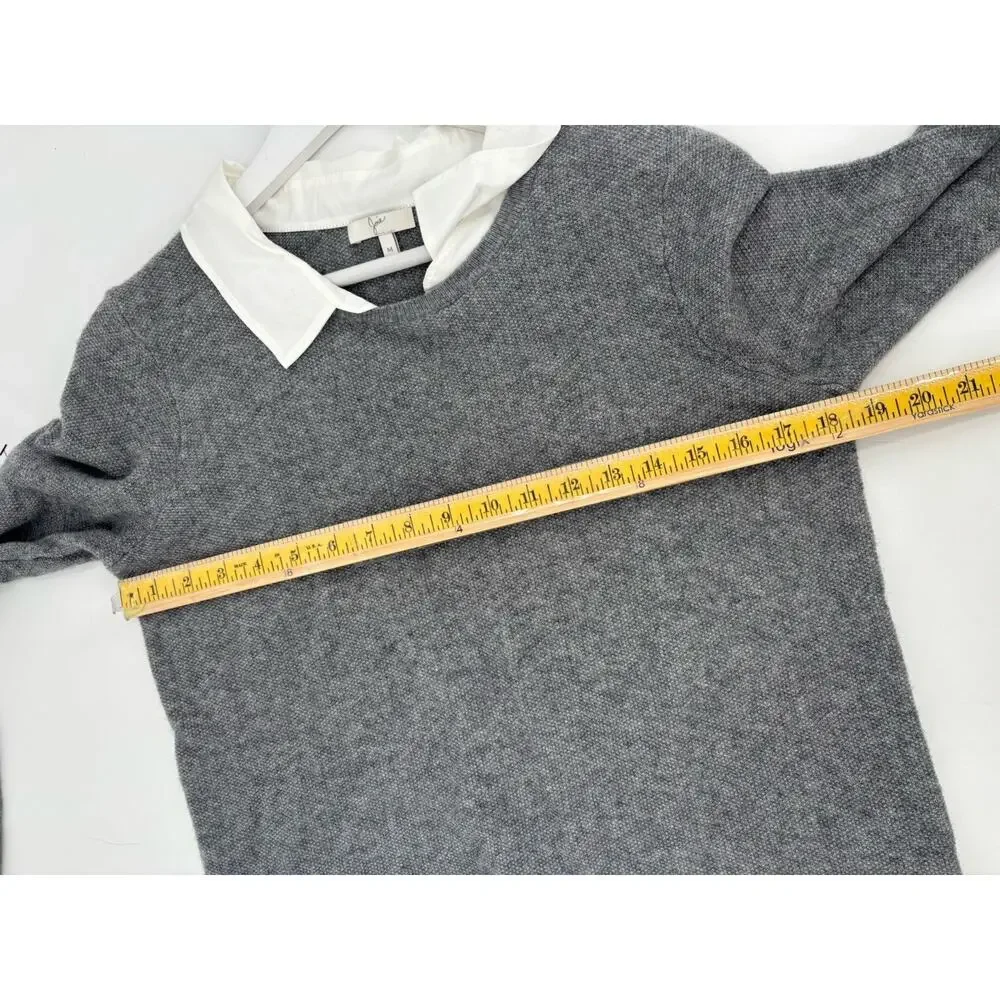 Joie Rika Sweater Womens Medium Gray White Wool Cashmere Collared Pullover Knit